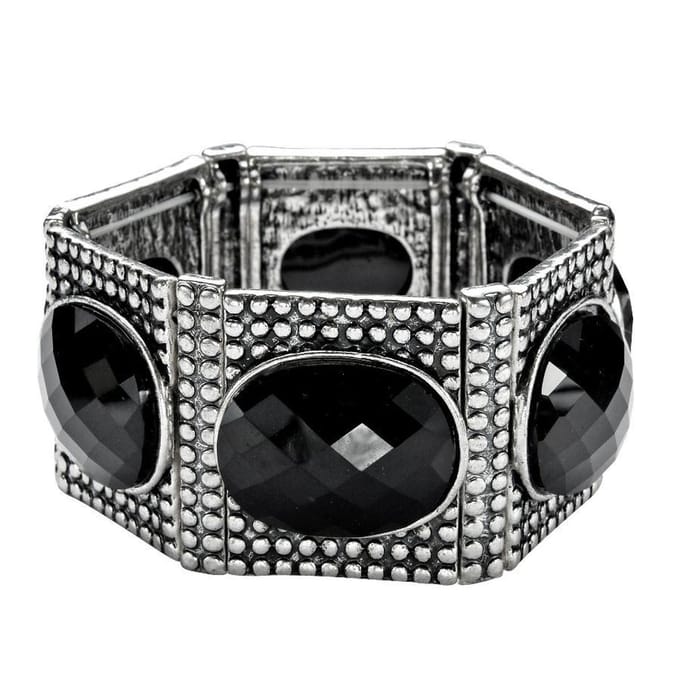Behave - Armband elastisch zwarte steen - Avondstijl statement accessoire