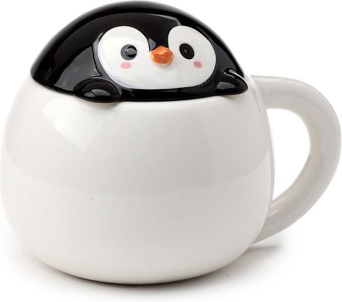 Mok - Huddle Penguin - Gevormde Deksel - Keramiek - 450ml