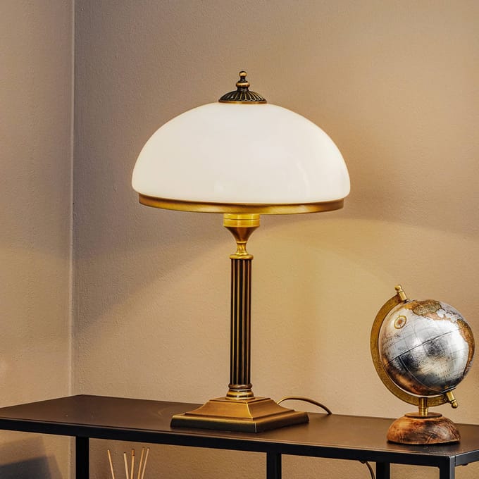 Jupiter Tafellamp Petro, glas, oud messingkleurig, hoogte 50 cm