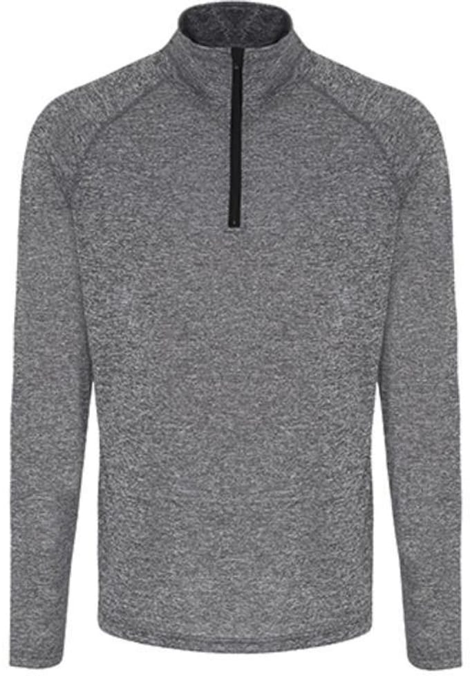 TriDri Men´s Long Sleeve Performance ¼ Zip TR110 - Black Melange/Black - L