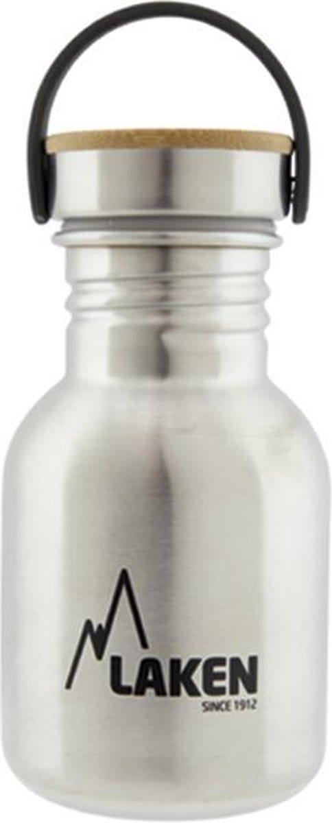 RVS fles 0,35L Basic Steel Bottle - Bamboo Cap - Laken - roestvrijstaal - waterfles - drinkfles