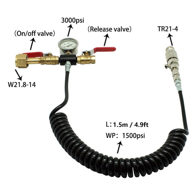CO2 Dubbele Klep Soda Slang met 3000psi Meter Kit Accessoires W21.8-14 voor Soda Stream
