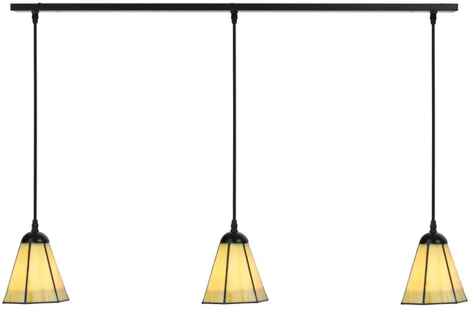 3 x Tiffany Narcissus lampen aan plafondbalk - Art Deco Trade