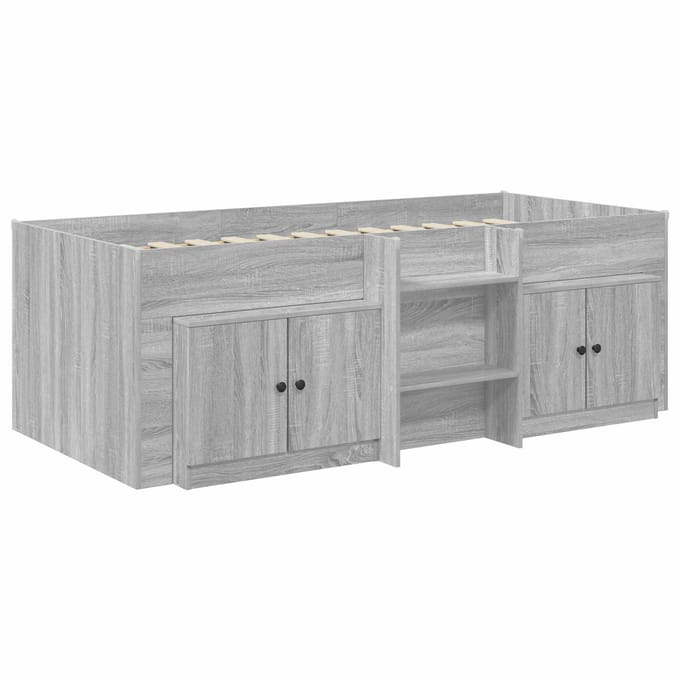 vidaXL - Loft - Bed - Frame - met - Kast - 3 - st - Grijs - Sonoma - Bewerkt - hout