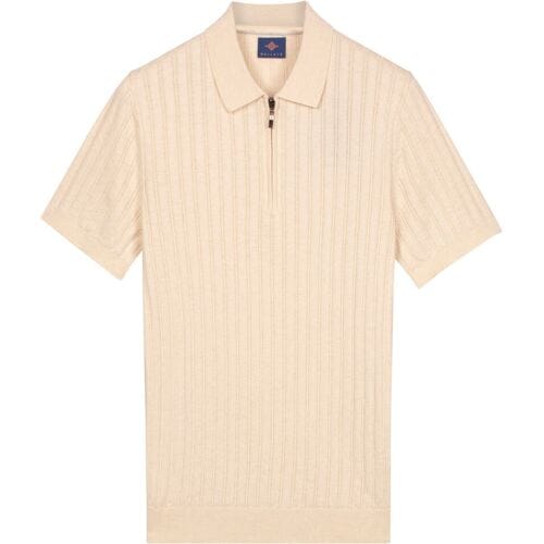 Baileys Polo Zip Collar Drop Needle Knit Stripe Texture Marshmallow / male