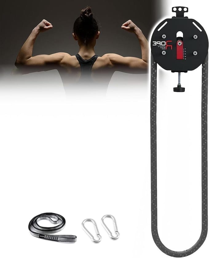 Katrolmachine - Touwtrainer - Krachttraining - Verstelbare weerstand - 4 meter touw - Zwart/rood