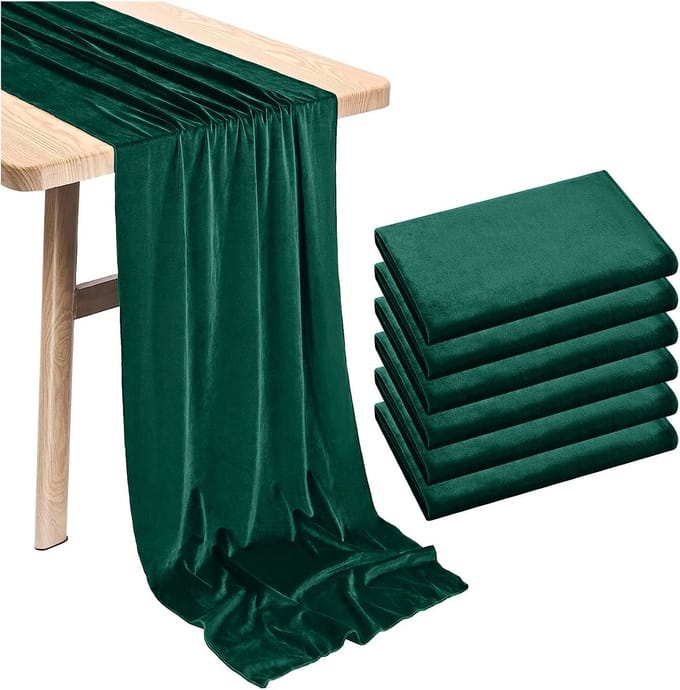 Meble odNowa - Tafelloper - Velours - Groen - 40x275 cm