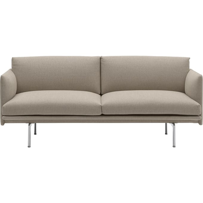 Muuto Outline 2-zitsbank - gepolijst aluminium - ecriture 240/ grey