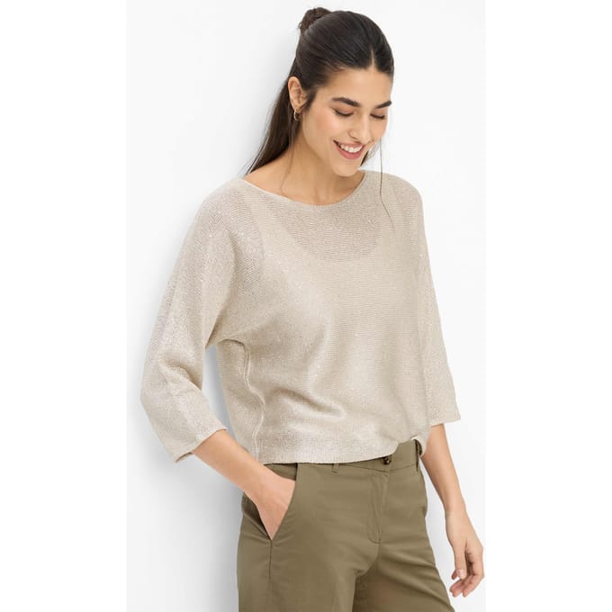 Brax Dames Pullover  Style NALA dark ecru, lichtbeige, maat 44