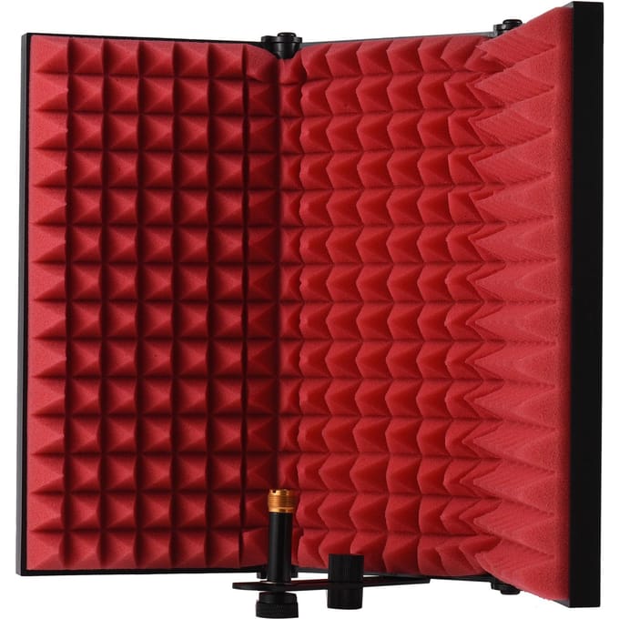 3-deurs professionele studio-opnamemicrofoon Isolatiekap Opvouwbare popfilter Microfoonwind rood