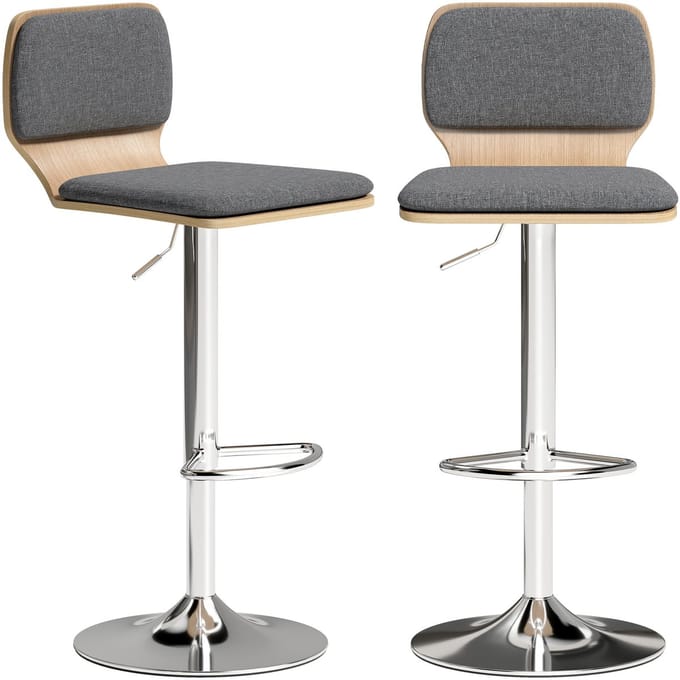 HOMCOM barkruk - stof met linnenlook (100% polyester) - 41x47,5x102cm - Grijs