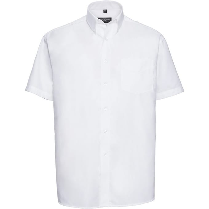 Russell Collection Heren Oxford Easy-Care Formeel Overhemd met Korte Mouwen (Wit)