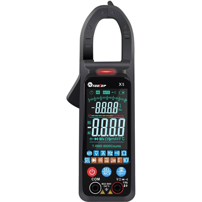 TOOLTOP X5 Handheld draagbare multifunctionele stroomtang LCD-scherm Celsius / Fahrenheit-schakelaar NCV Direct meten zwart