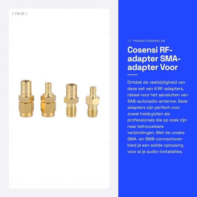 Dailygoods - RF-adapter - SMA-adapter - Voor DAB-autoradio - Set van 4 - SMB-connector - Universeel gebruik - Verstevigd ontwerp