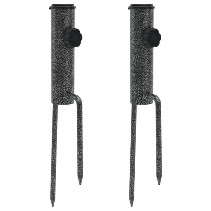 vidaXL - Parasolstandaards - met - pennen - 2 - st - 9x35 - cm - gegalvaniseerd - staal