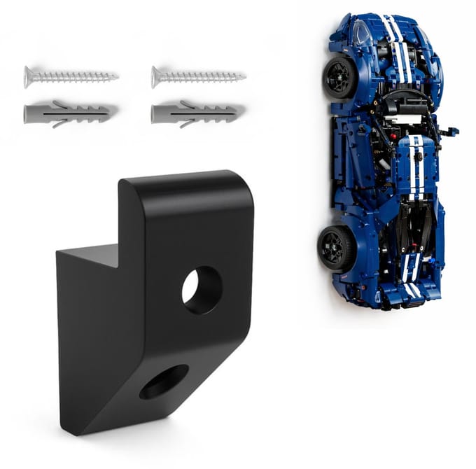YUOM. Wall Mount geschikt voor LEGO Technic Ford GT - Muurbeugel - incl. schroeven & pluggen - Zwart