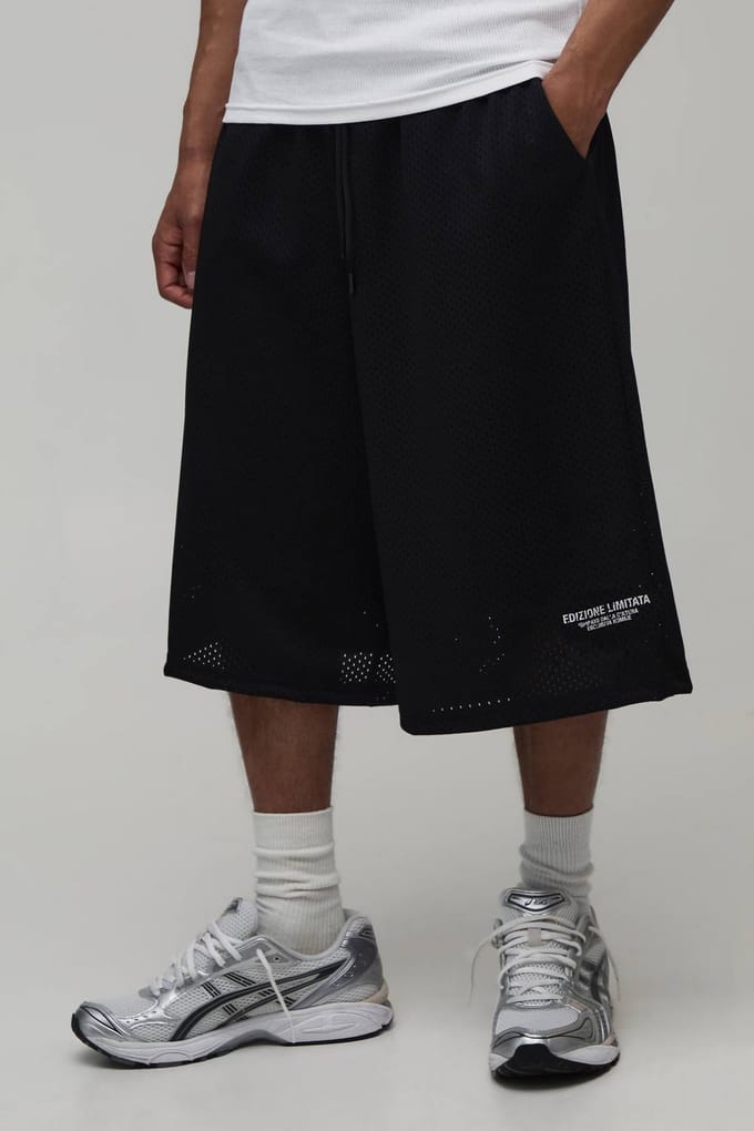 Bedrukte Mesh Jersey Bermuda Jort | Black | Size XS