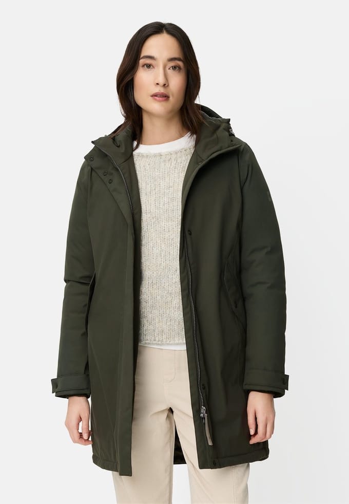 camel active teXXXactive® Functionele parka met reflecterende details - Maat womenswear-48 - Bosgroen
