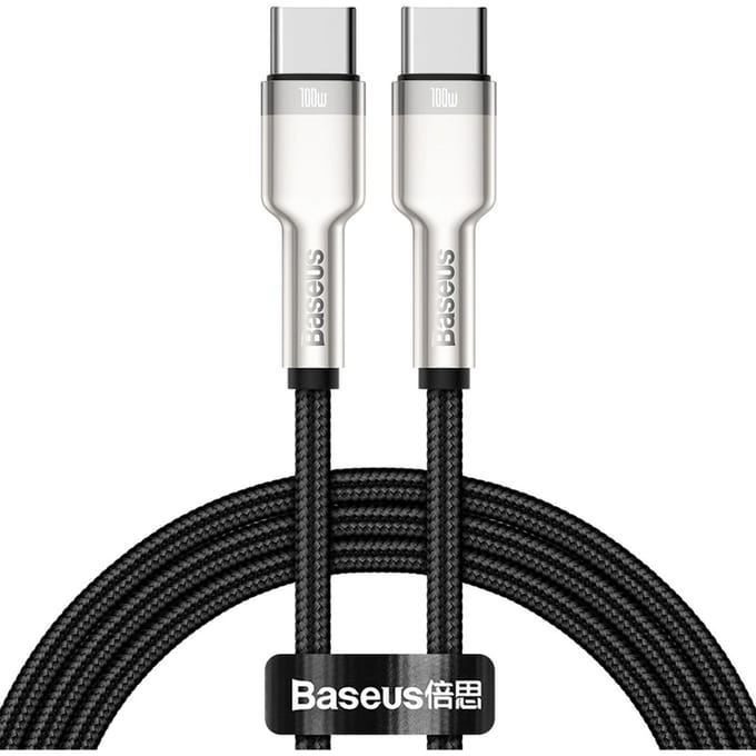 USB-C Data- en oplaadkabel - USB-C Baseus Cafule Metaalserie, 100W, 1m, Zwart CATJK-C01