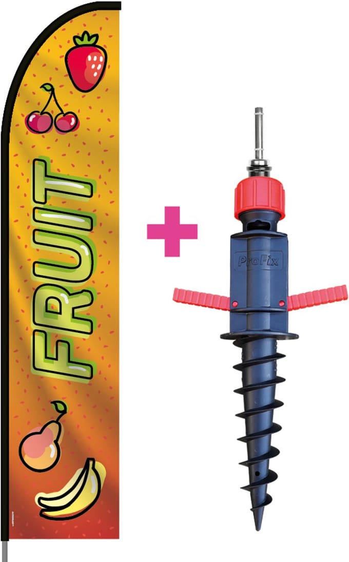Beachflag - Fruit #2 - Vlag + Grondboor + Rotator + Hengelsysteem + Draagtas - Actievlag.nl