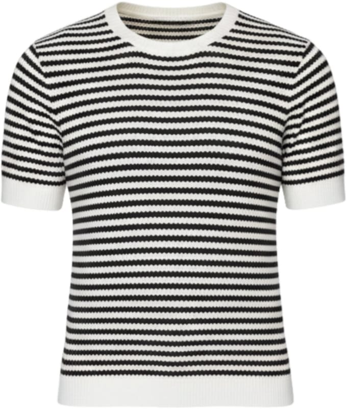 OMBRE T-shirt - Viscose - Korte Mouw - Gestreept Zwart M