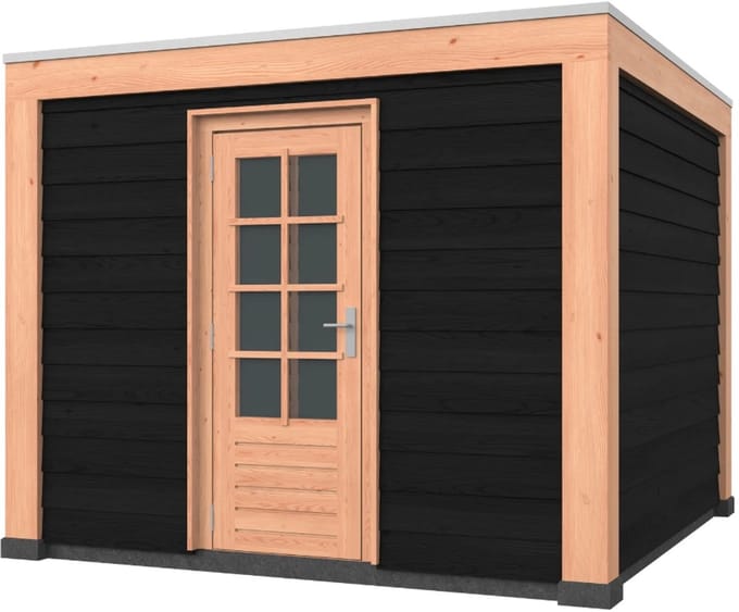 Douglas overkapping, 300 x 300, met zwarte schuur, Westwood Modern Plus