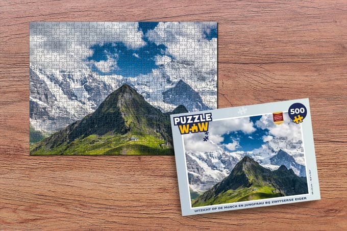 Puzzel Uitzicht op de Mönch en Jungfrau bij Zwitserse Eiger - Legpuzzel - Puzzel 500 stukjes