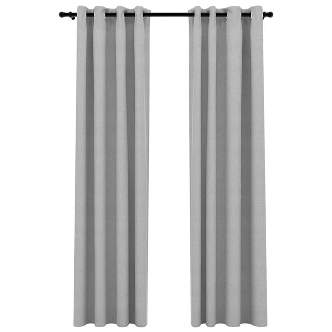 vidaXL - Gordijnen - linnen-look - verduisterend - ogen - 2 - st - 140x245 - cm - grijs