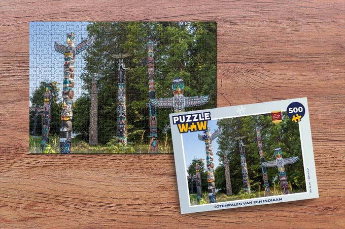 Puzzel Totempalen van een indiaan - Legpuzzel - Puzzel 500 stukjes
