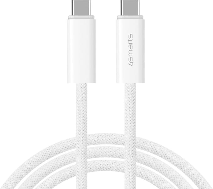 4smarts Gevlochten USB-C naar USB-C Kabel 240W Fast Charge 1.5M Wit