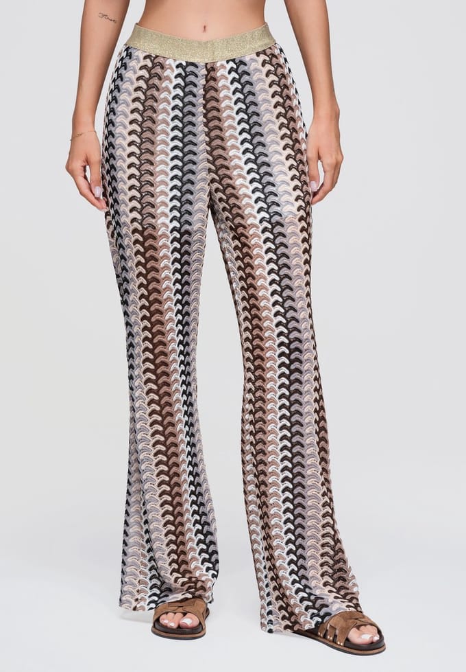OMBRE Broek - Loose Fit - Gestreept - Broek Bruin M/L