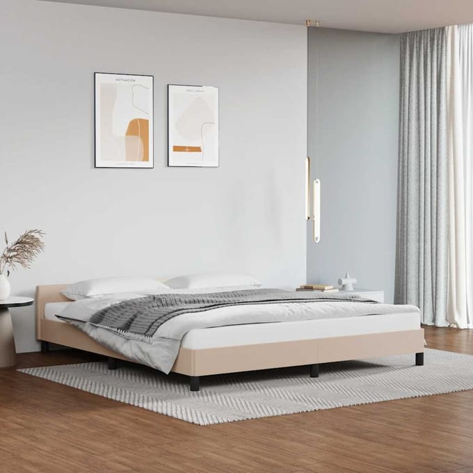 vidaXL - Bedframe - met - hoofdeinde - zonder - matras - Cappuccino - 180x200 - cm