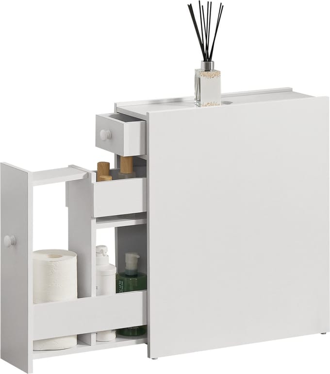 Niskast badkamerkast met 2 lades 58x16x48 cm wit