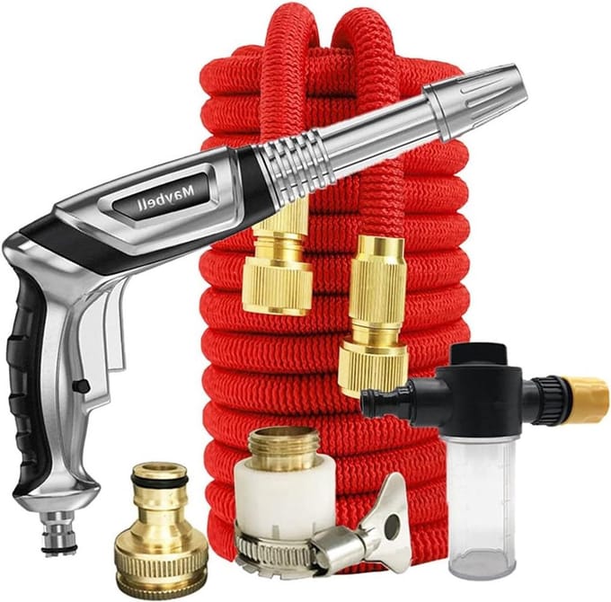 Uitbreidbare Tuinslang - Flexibele Waterslang - Auto Wassen - Lekvrij Messing - 76 Meter - Rood