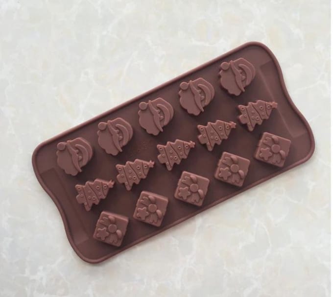 Kerst chocoladevorm - kerstboom, kerstman, Rendier - Siliconen chocolade vorm voor Kerst