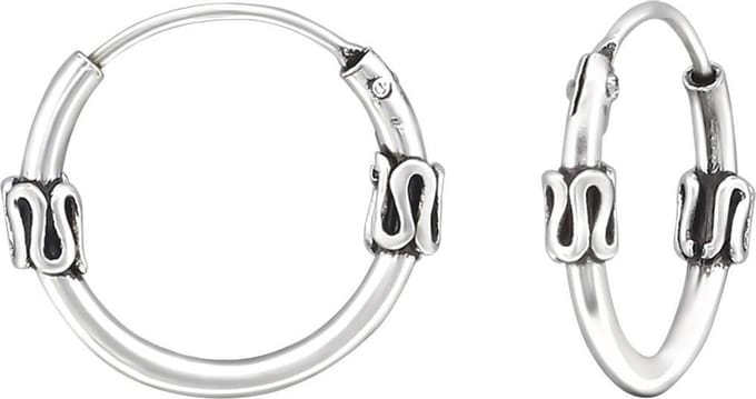 Amanto Oorbellen Frea C - 925 Zilver Geoxideerd - Bali - ∅12mm