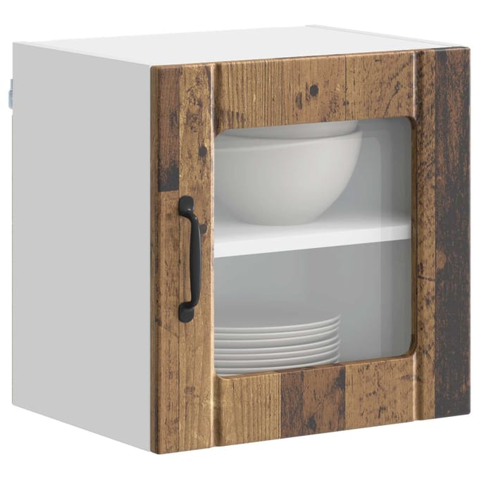 vidaXL - Wandglas - Kasten - LUCCA - 2 - st - Oud - hout - 40 - x - 31 - x - 40 - cm