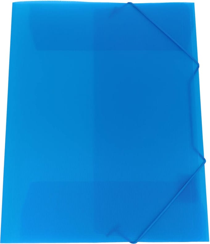 Exiton Elastomap - 3 stofkleppen - A4 - elastiek - extra stevig - transparant blauw - 5 stuks