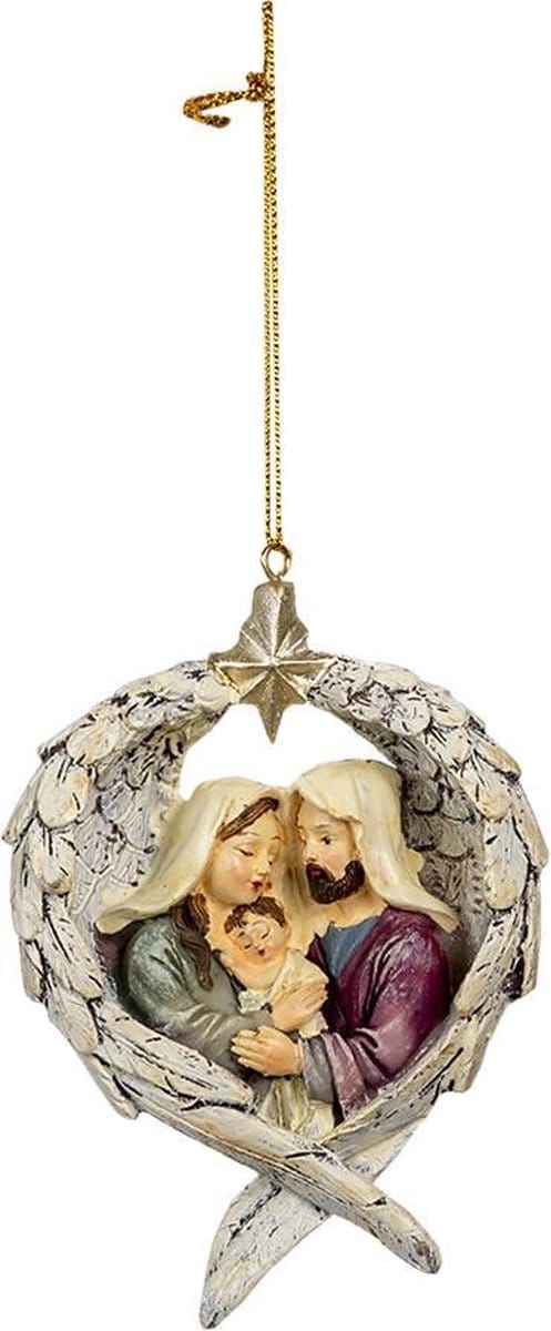 Clayre & Eef Kersthanger 8*3*11 cm Grijs Groen Kunststof Kerstbal Kersversiering Kerstboomversiering
