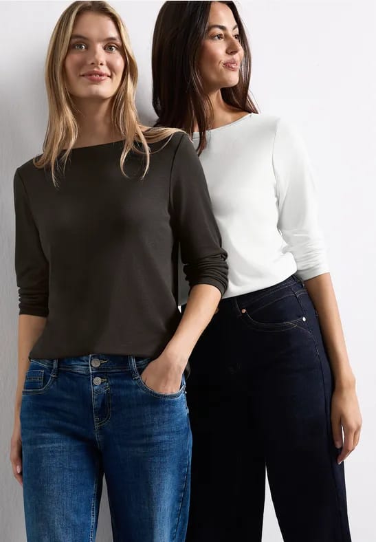 Set van 2 longsleeves met boothals