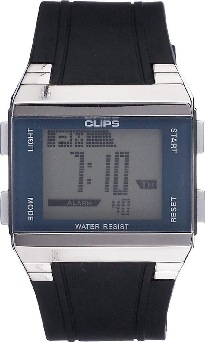 Clips 539-6003-94 Horloge - Rubber - Zwart - Ø 37.5 mm