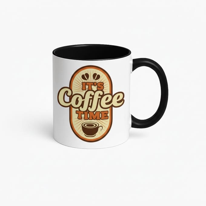 Retro 'IT'S Coffee TIME' Mok | Koffie Tijd Design Mok | Uniek Cadeau