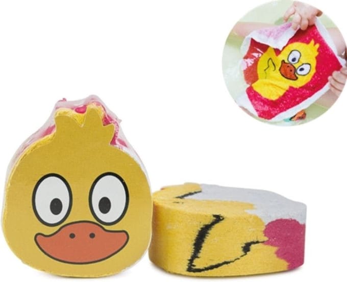 Verzorgingsset kinderen - Washandje/Handdoek/zeep/bruisbal- EEND