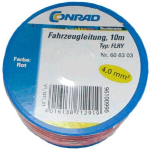Conrad Components 606303 Voertuigkabel FLRY-B 1 x 4 mm² Rood 10 m