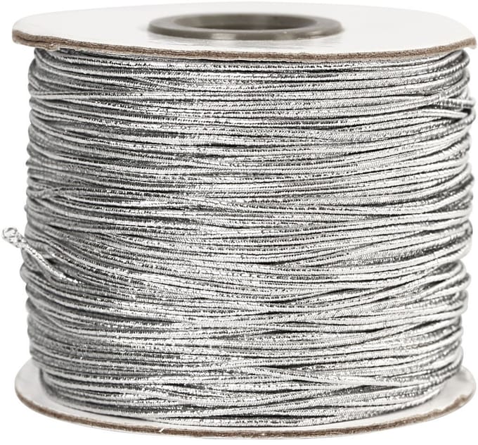 Elastisch koord, dikte 1 mm, zilver, 100 m