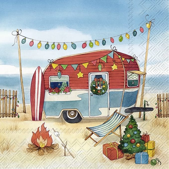 Servetten "Camping at sea" 33x33 cm