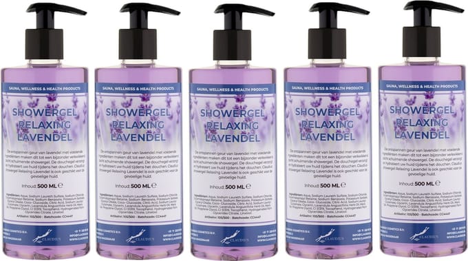 Douchegel Relaxing Lavendel 500 ml - set van 5 stuks - met gratis pomp - Showergel