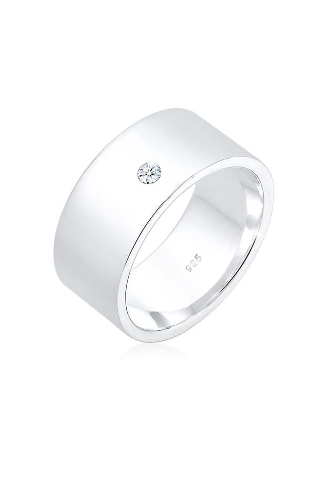 Elli PREMIUM - Ring - Dames Basic Modern met Diamant (0,03 ct.) in 925 Sterling Zilver - Dames