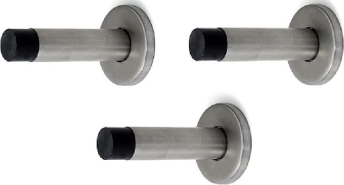 Dulimex Deurstopper/deurbuffer - 3x - 50 x 86mm - inclusief schroeven - RVS - wandmodel
