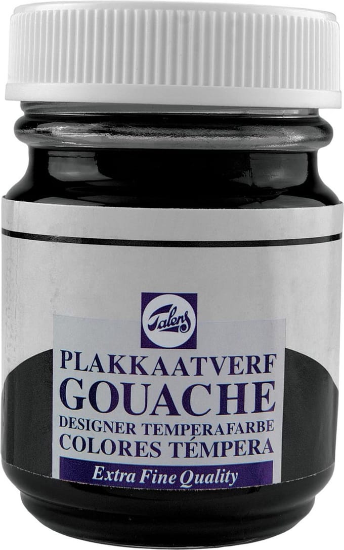Talens plakkaatvef Extra Fijn flacon van 50 ml, neutraalzwart 5 stuks